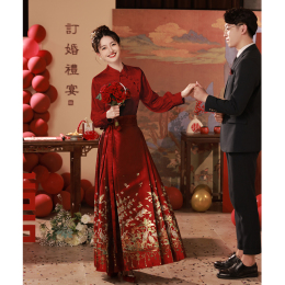 Chinese cheongsam toast 2023 new bride red national wind horse dress Chinese suit wedding dress wedding dress