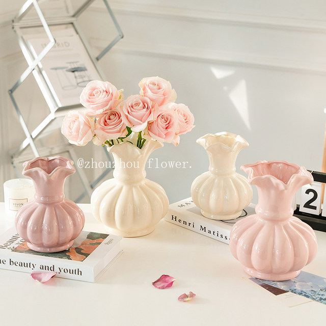 French niche Fenton ceramic vase ornaments Living room flower arrangement water-raising flowers home small fragrance style desktop decorations