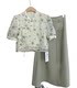 Short-sleeved stand-up collar floral shirt for women 2024 summer new Chinese style shirt top mid-length skirt
