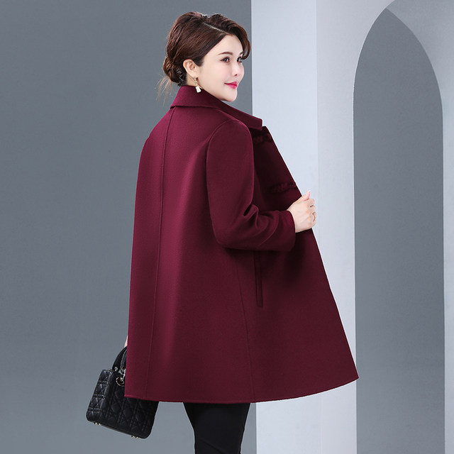 2025 autumn and winter style double-sided woolen coat for middle-aged and elderly people, mother's woolen coat, loose large size woolen coat