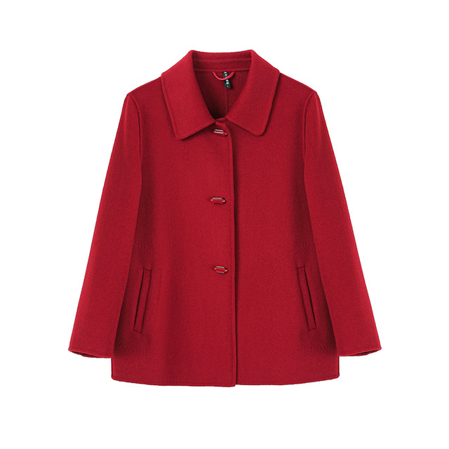 Brand mother's double-sided woolen coat, middle-aged and elderly autumn and winter short woolen coat for small people