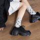 Masuji 2025 summer new thick-soled thick-heeled single shoes height-enhanced lace-up small leather shoes versatile casual shoes for women
