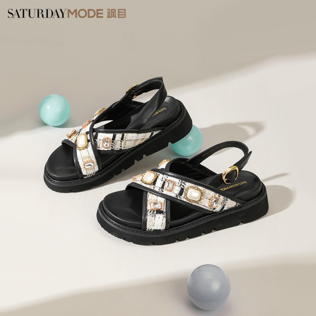 Saturday summer thick-soled women's sandals wear small heightened sandals outside
