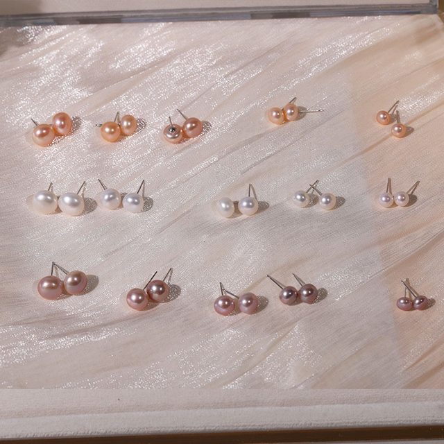 Natural freshwater pearl earrings small bulb 925 sterling silver earrings