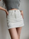 BERAN European and American style sexy and versatile high waist wash water used side slit denim skirt skirt strap safety pants