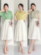 Spring and summer white skirt for women with drooping high waist pear shape A-line slim commuting temperament mid-length umbrella skirt