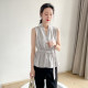High-end sleeveless shirt for women with v-neck, professional temperament, French design, niche waist style, chic chiffon top