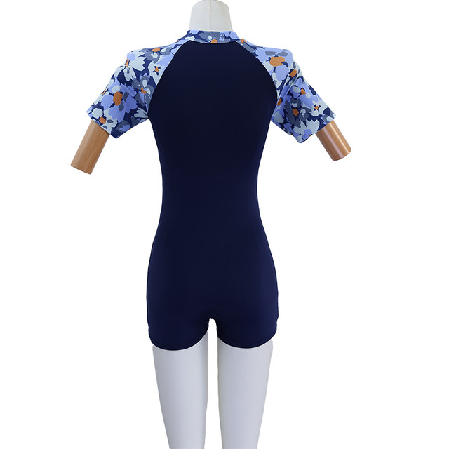 Yimeishan one-piece swimsuit for women with short-sleeved flesh and slimming 2025 new high-end printed flat-angle sports swimsuit