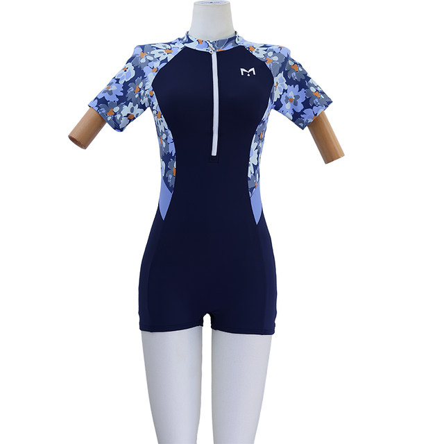 Yimeishan one-piece swimsuit for women with short-sleeved flesh and slimming 2025 new high-end printed flat-angle sports swimsuit