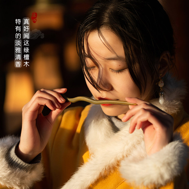 Green sandalwood metaphysical hairpin new Chinese style women's wooden wooden hairpin hairpin for office workers daily commuting hairpin zhan