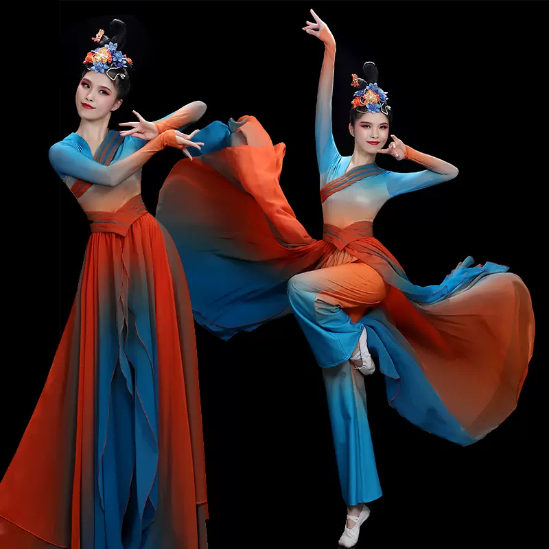 古典舞演出服女飘逸中国风艺考民族蒙古舞蹈服装扇子舞