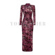 Original design high -definition velvet flower slim high waist printing temperament new Chinese cheongsam
