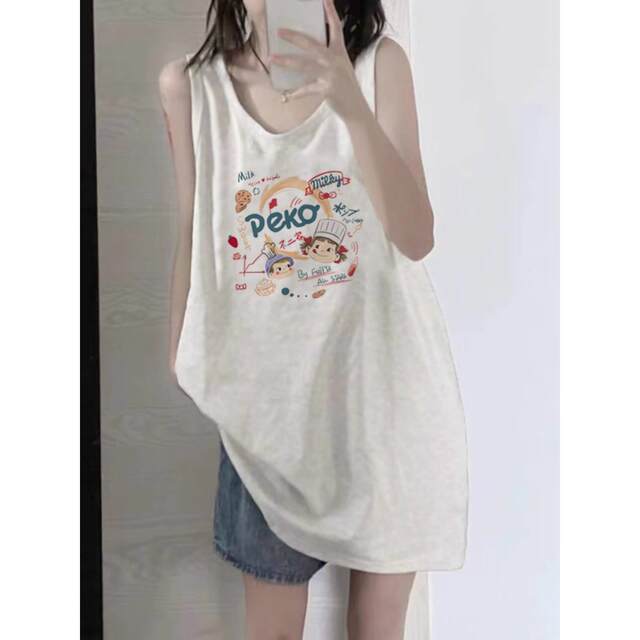 White suspender vest for women in summer 2025 new loose slim large size women's sleeveless T-shirt top