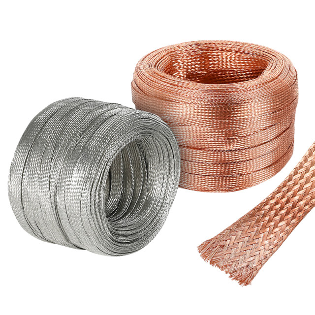 Copper braided copper ground wire tinned flat copper soft connection conductive tape bridge jumper 10/25 square
