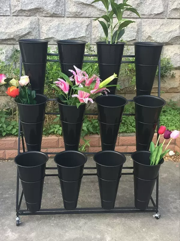 创意鲜花店花架花店多层展示架可移动万向轮花