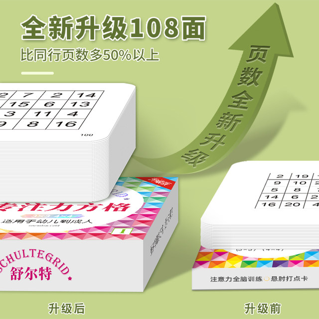 Schulte grid concentration training attention training card complete set of teaching aids for 10-year-old children children's patience artifact