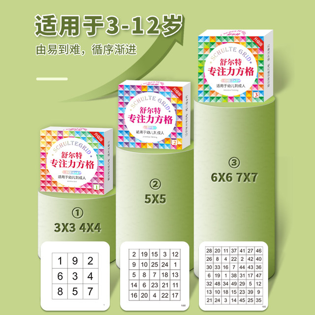 Schulte grid concentration training attention training card complete set of teaching aids for 10-year-old children children's patience artifact