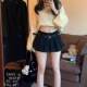 Gray retro high waist pleated skirt for women in spring and summer 2025 new temperament commuter hot girl slim and versatile A-line short skirt
