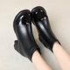
Genuine leather short boots for women 2025 new fashion high-heeled Martin boots thick-soled heightening shoes large size leather boots plus velvet cotton boots