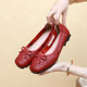 Genuine leather flat-sole single shoes new style shallow mouth beef tendon soft sole mother shoes versatile middle-aged and elderly women's shoes large size 42 bean doodle shoes