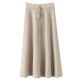 Black knitted skirt for women in autumn and winter 2024 new pleated skirt mid-length high-waisted a-line tie-fitting umbrella skirt