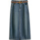 Commuter straight denim skirt for women in spring and autumn 2025 new high-waist loose mid-length draped A-line skirt