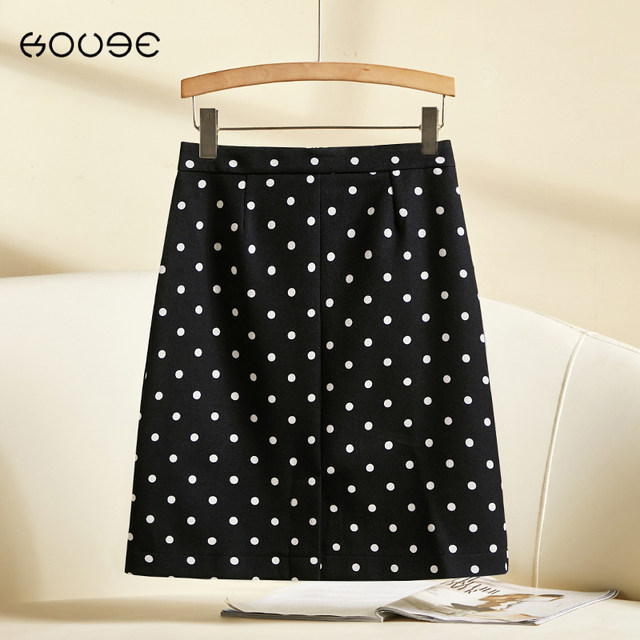 Gray skirt for women 2025 new summer tall slit polka dot short skirt high waist A-line skirt hip-covered mid-skirt