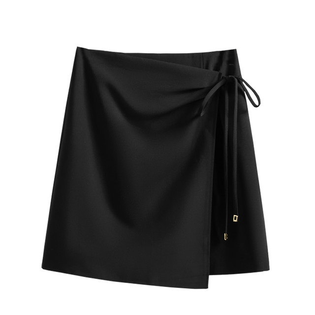
One-piece lace-up skirt for women's summer short skirt 2025 new high-waisted slim and small person with anti-exposure hip-covering skirt
