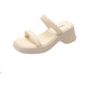 2025 new summer style French square-toe thick-heeled high-heeled shoes fashionable outer wear open-toe sandals thick-soled sandals