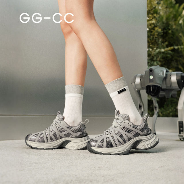 GGCCins style retro old bundled dad shoes gray 2025 autumn new thick-soled casual shoes women's shoes