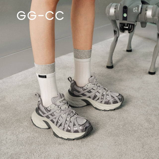 GGCCins style retro old bundled dad shoes gray 2025 autumn new thick-soled casual shoes women's shoes