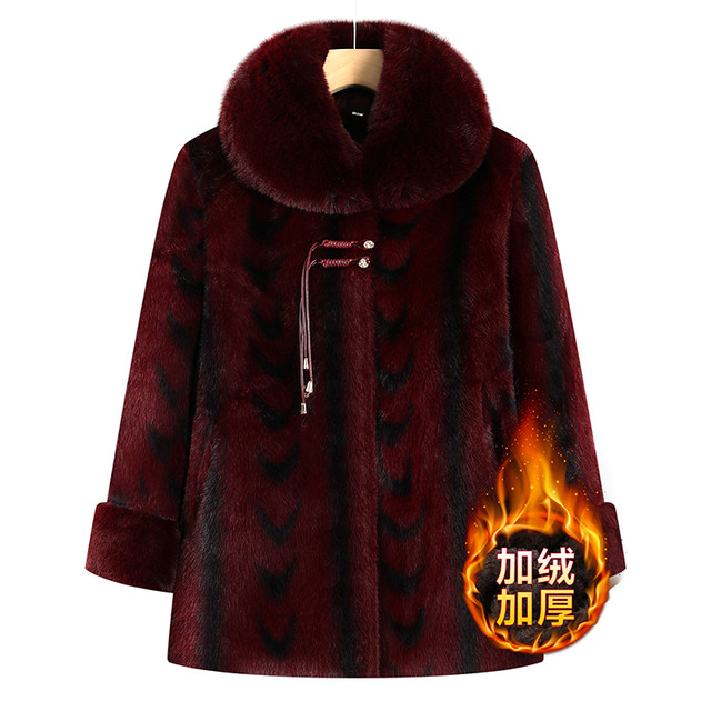 Mom's winter quilted and thickened mink velvet coat new fashion style middle-aged and elderly women's noble plus size fur coat