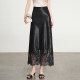
Satin skirt for women summer 2025 new lace spliced ​​high waist temperament hip-packing A-line long skirt acetate fish tail skirt