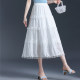 White lace spliced ​​skirt versatile elastic high waist slim A-line umbrella skirt cake skirt long skirt summer skirt