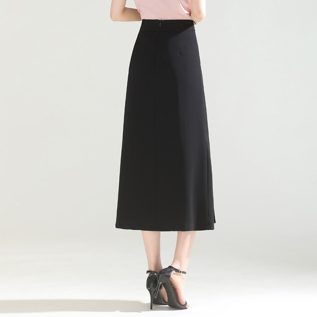 Retro Chinese style slit suit skirt for women 2025 summer thin high-waisted temperament slim straight hip long skirt