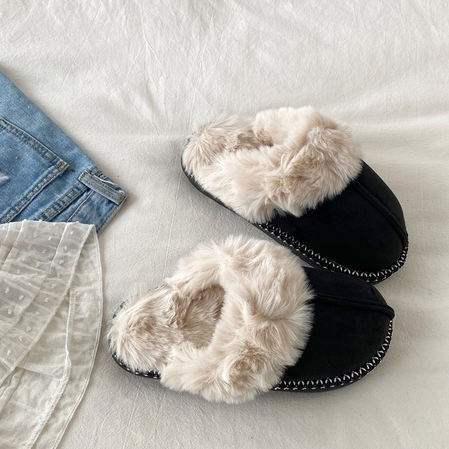 Uncle Xi 2025 New Autumn and Winter Plus Velvet Warm Cotton Slippers Women's Outerwear Anti-Slip Cotton Shoes Home Baotou Furry Slippers