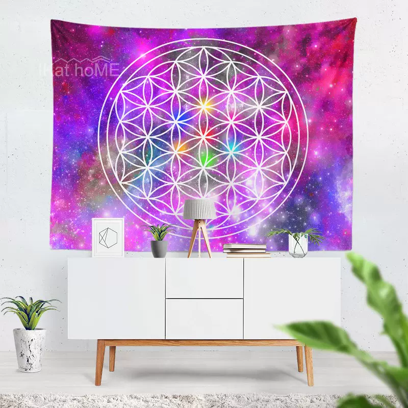 迷幻星空挂布生命之花能量布墙壁背景布大号墙壁