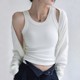 Women's summer ice silk modal inner layered top with all-in-one knitted ribbed camisole with chest pad