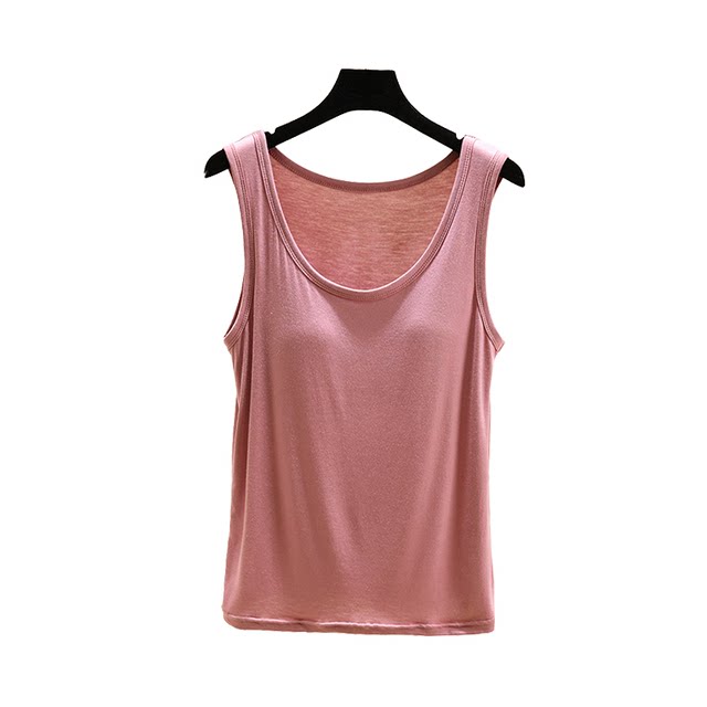 Modal small camisole with breast pads for women summer round neck inner bottoming sleeveless large size thin outer top