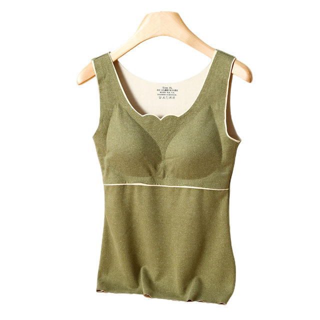 Autumn and winter German velvet heated thermal vest women's seamless inner sling plus velvet thickening with chest pad pure cotton bottoming shirt