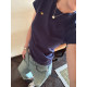 YANGLE_Front Shoulder Short Sleeve T-shirt for Women 2025 New Summer Minimalist Ins Style Slim Embroidered Top