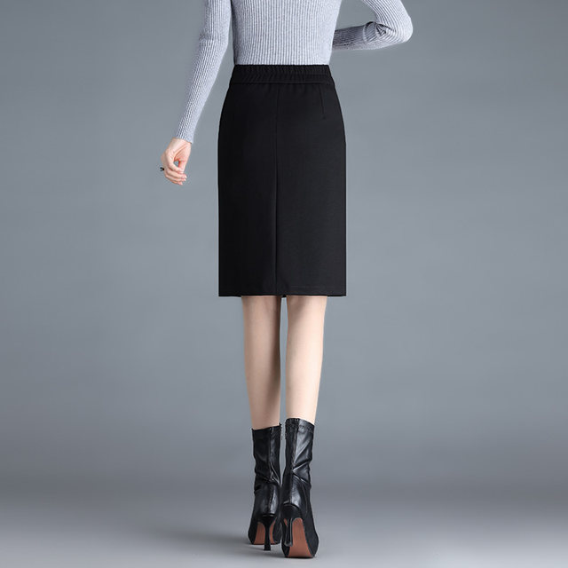 Black hip-covered short skirt skirt for women Spring and Autumn 2025 new high-waisted slim professional skirt commuting one-step skirt mid-skirt
