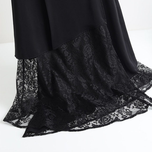 Irregular splicing lace skirt for women in summer 2025 new high-waisted slim A-line skirt one-piece midi skirt