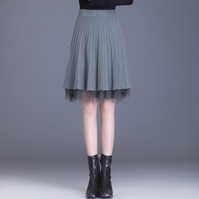 Irregular mesh mid-skirt skirt for women spring and autumn knitted skirt 2025 new two-sided A-line skirt to make you look slim short skirt