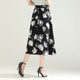 Fashion printed A-line skirt for women in summer 2025 new high-waisted slim drooping skirt mid-length commuting large hem skirt