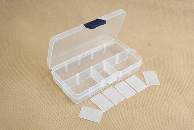10 grid transparent plastic jewelry earrings storage box Portable hand jewelry box organic