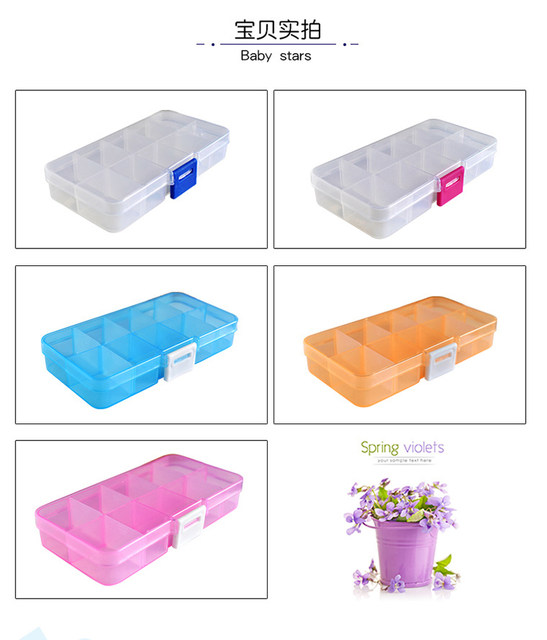 10 grid transparent plastic jewelry earrings storage box Portable hand jewelry box organic