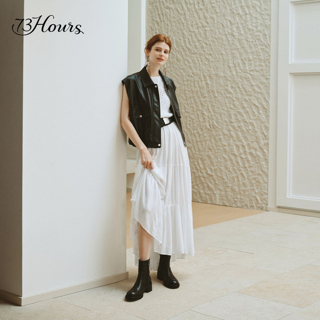 
Jiang Yan's same 73hours women's shoes movie scene 25 winter new style washed leather Chelsea short boots slim boots