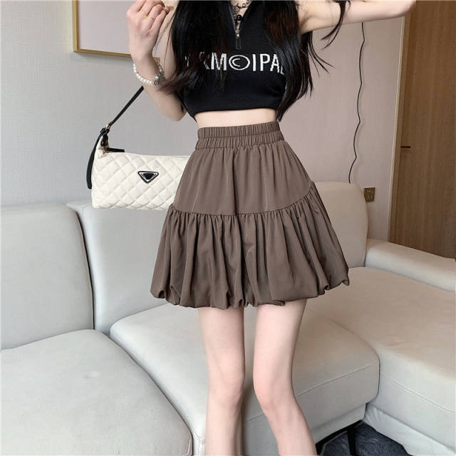 New summer versatile slim cake skirt large size fat girl 300Jin [Jin equals 0.5 kg] A-line skirt design high-waisted short skirt