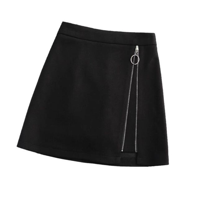 Black skirt autumn and winter large size women's high waist slim hip-packing one-step skirt fat mm versatile A-line zipper short skirt